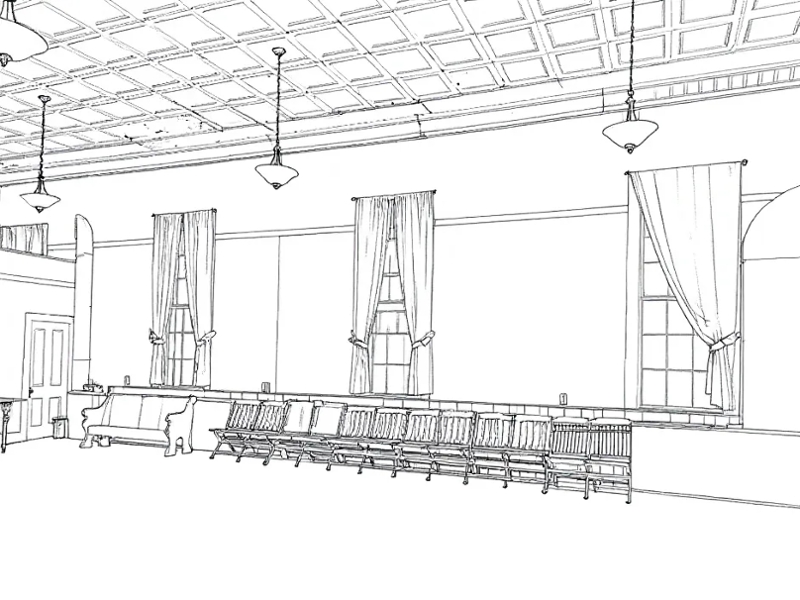 Sketch of Community Hall interior wall